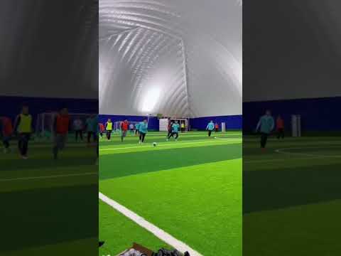 An inflatable football stadium