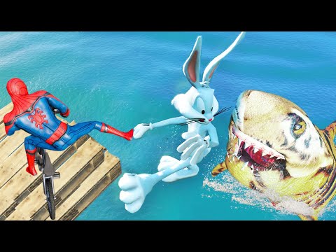 GTA 5 Spiderman vs Bugs bunny Jumps fails & Ragdolls Compilation ep.43 (Euphoria physics)