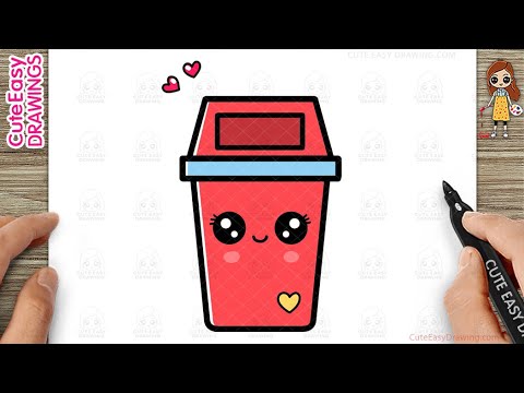 How to Draw a Cute Dustbin Simple & Easy for Kids