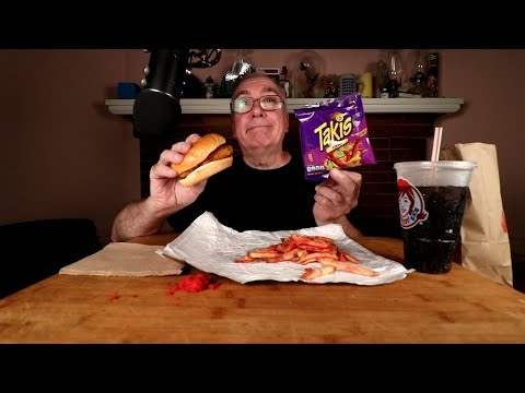 ASMR Wendy's Takis Fuego Meal Mukbang Whispering