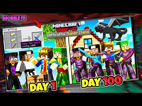 100 Days But ITEMS ARE SUPER OP In Hardcore Minecraft😰| Mobile