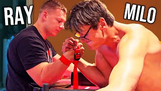 Armwrestling at Larratt house with Ray, Tina, Devon, Auden, Milo, Alex and more