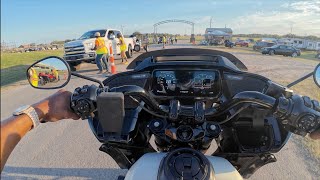 PULLING THROUGH THE BIKER ROUND UP ON MY TURBO HARLEY