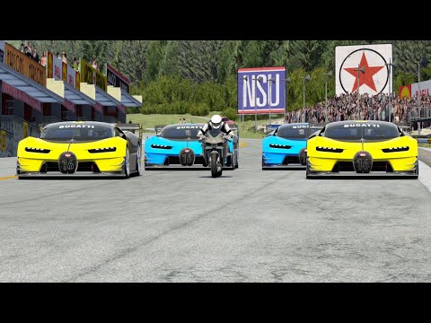 Kawasaki Ninja H2R Supercharged vs Bugatti Vision GT Sports at Old SPA