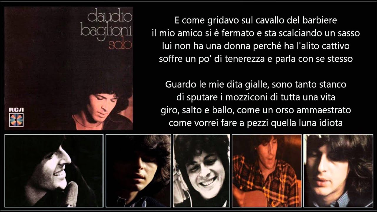 Thumbnail of YouTube video for song "Quante volte" by Claudio Baglioni with lyrics