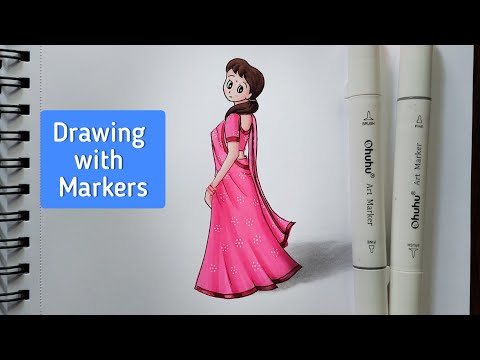 Drawing shizuka with ohuhu markers 😘 : tutorial #shorts