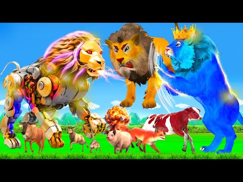 रंगीन ताज की अनोखी शक्तियां शेर रोबोट और बहरूपिया शेर बना जंगल का राजा Sher Robot vs Golden Lion