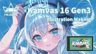 【HUION Kamvas16 Gen3】イラストメイキング全部見せ👀✨高性能液タブレビュー【解説付きイラストメイキング】