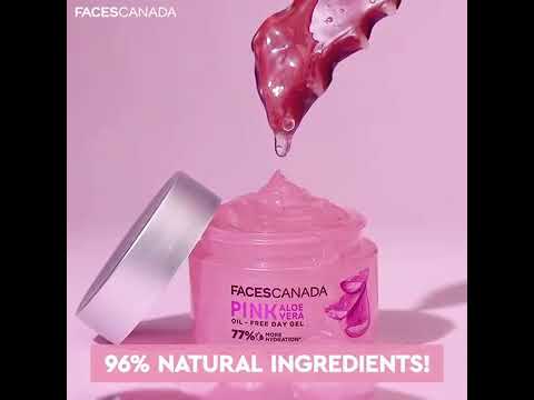 Made with 96% natural ingredients, 1.5% HA, Pink Aloe Vera Day Gel gives 77% more hydration