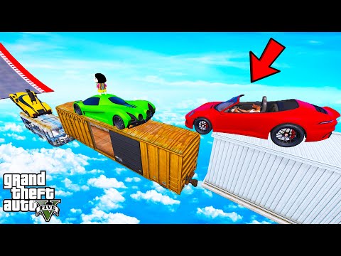 FRANKLIN TRIED BROKEN TRAIN JUMP PARKOUR RAMP CHALLENGE GTA 5 | SHINCHAN and CHOP