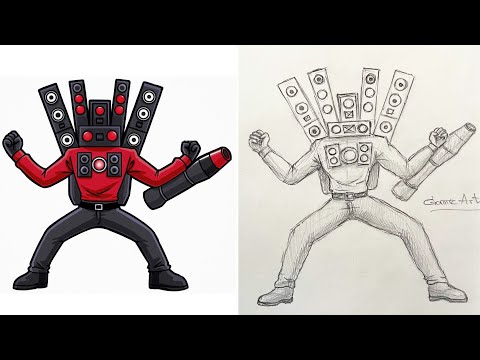 How to draw Titan Speaker Man step by step