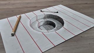 3d drawing easy hole on paper for beginner