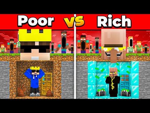 Poor vs Rich Scary Monster Apocalypse Bunker Battle in Minecraft