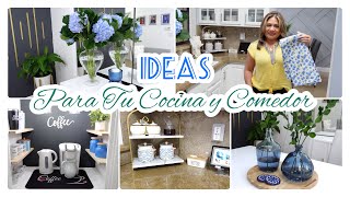 NUEVA DECORACION DE MI COCINA Y COMEDOR JUNTOS // IDEAS PARA ORGANIZAR Y DECORAR 🌿 COCINA FRESCA