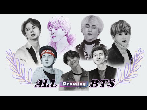 All BTS 💜 Group Members Drawing In One Video / How To Draw BTS Members