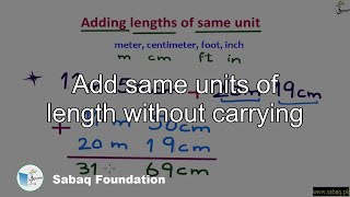 Add same units of length without carrying