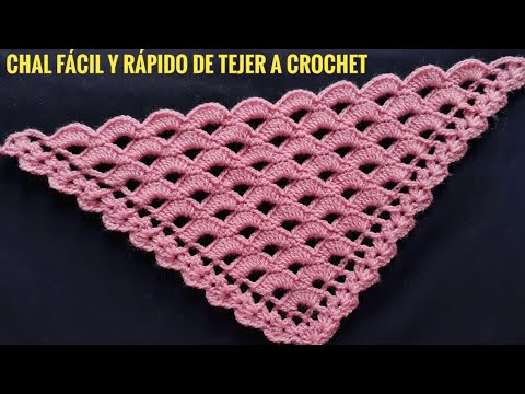 Chal triangular fácil de Tejer para Principiantes/Shawl crochet pattern/Tejido a croché/Chalé Croche