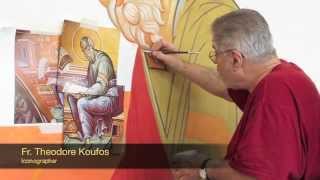Byzantine  iconography. Painting the Icon of St. John the Evangelist. First color.