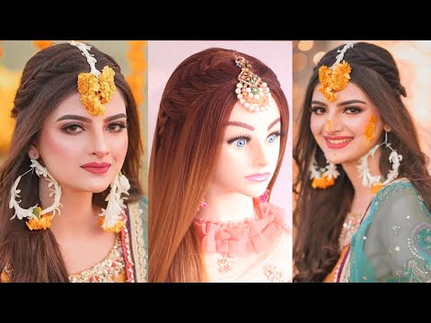 2 New hairstyle for Mehndi l wedding hairstyles l front variation l Curly hairstyles For Walima
