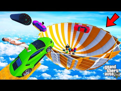 FRANKLIN TRIED IMPOSSIBLE MASSIVE CUP PARKOUR RAMP CHALLENGE GTA 5 | SHINCHAN and CHOP