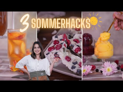 3 GENIALE SOMMERHACKS! ☀️😍 I Abkühlung garantiert | Pfirsich-Eistee Joghurtbites & Sorbet