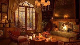 4K A September Autumn Day at A Cozy Coffee Shop 🍂 Instrumental Jazz Music for Good Mood