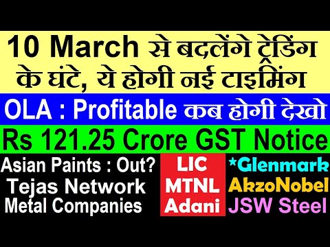 10 मार्च से बदलेंगे ट्रेडिंग के घंटे, ये होगी नई टाइमिंग🔴Asian Paints🔴Teajs Network🔴Adani🔴Jsw Steel