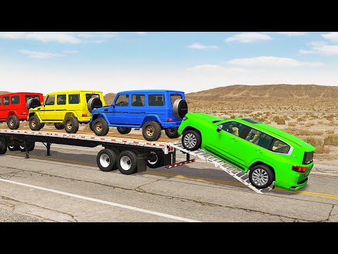 Flatbed Truck Mcqueen  | Transportation with Truck - Pothole vs Car #435 - BeamNG.Drive