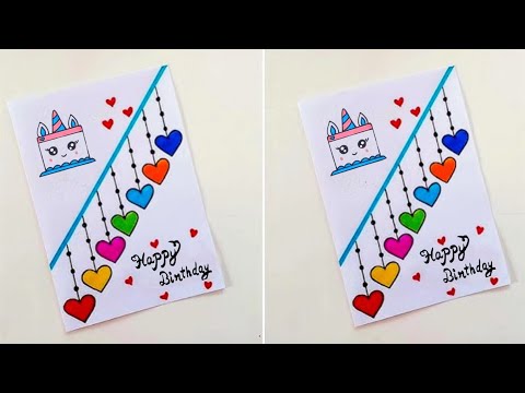 How to make happy birthday card/ white paper handmade happy birthday greeting card/ easy card