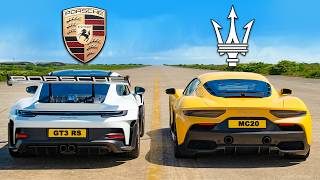 포르쉐 911 GT3 RS vs 마세라티 MC20 - 드래그 레이스!