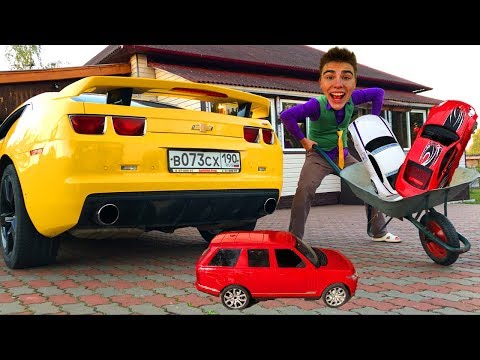 Mr. Joe on Motorcycle found Toy Cars BMW & taped Exhaust Pipes of Car Opel Vectra OPC for Kids