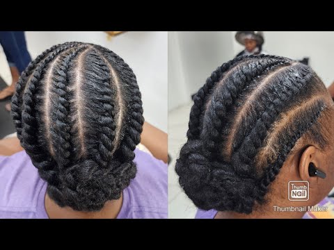 Simple Two Strand Flat Twist protective hairstyle on long natural hair