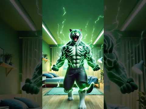 🟢🥊The kitten transforms into a giant green🐱 narrowly rescuing its mother!💥  #story #catshorts#aicat