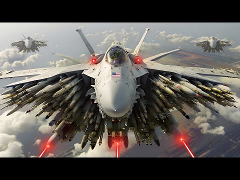 TODAY! American F 22 fighter jets successfully destroy Russian and Korean military convoys