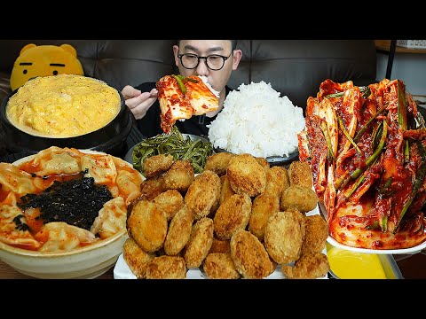 밥도둑들 출동🚨! 직접만든 매운겉절이 미니돈까스 얼큰떡만두국 계란찜 요리 먹방 MUKBANG