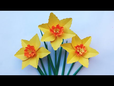 Paper Daffodils 🌼 || Room Decoration Ideas deas With Paper || How to make paper flowers