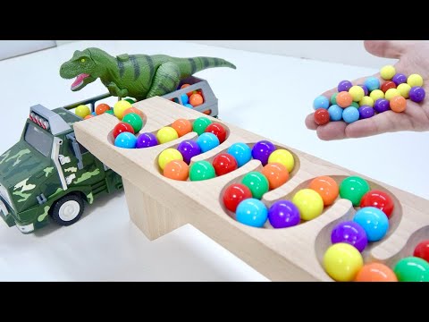 Marble Run Race ☆ HABA Wave Slope, Dinosaur Truck 【ASMR】