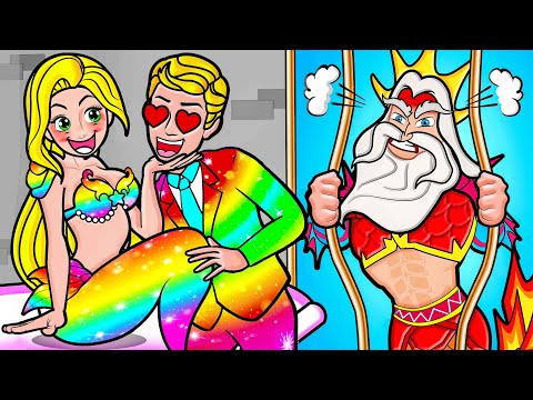 [🐾paper diy🐾] Mermaid Rapunzel Princess and Prince Love Challenge & Dress Up - Rapunzel Family