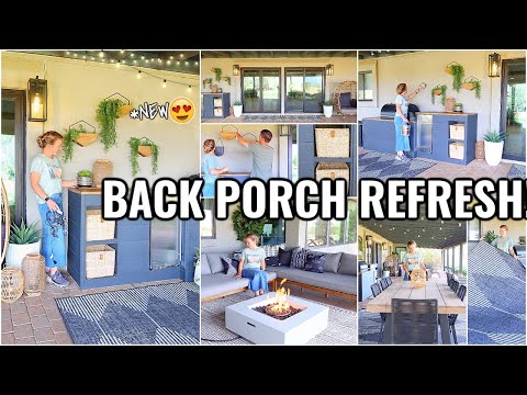 BACK PORCH SUMMERTIME MAKEOVER!!😍 OUTDOOR DECORATING & PROJECT IDEAS | ARIZONA FIXER UPPER