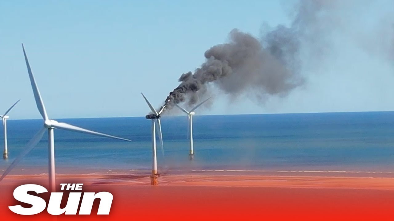 Offshore wind turbine bursts into flames in Suffolk
