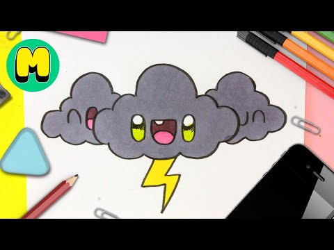 ¡Aprende a dibujar una nube kawaii de tormenta fácil y rápido!