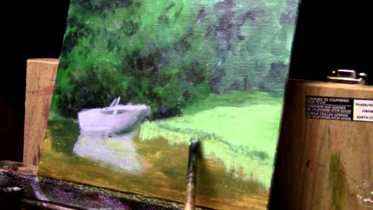 Acrylic Landscape Painting Lesson #14 - Boat & Water Reflections SchaeferArt