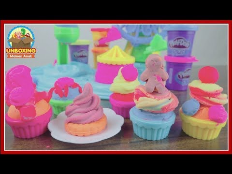 Mainan Anak Play Doh Cupcake Rainbow Frosting Celebration - How To Make Cupcake With Toy