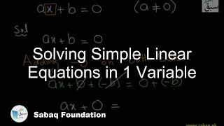 Solving Simple Linear Equations in 1 Variable