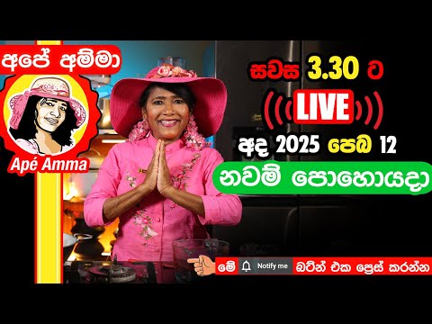 🔴 Apé Amma LIVE cooking 2025-02-12  අපේ අම්මා අද පෝහොයදා 3.45ට ලයිව් කුකින් දවල්