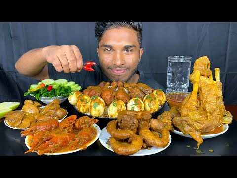 Spicy mutton curry, chicken Liver Curry, Egg curry, chicken leg curry, Prawns Curry and chicken neck