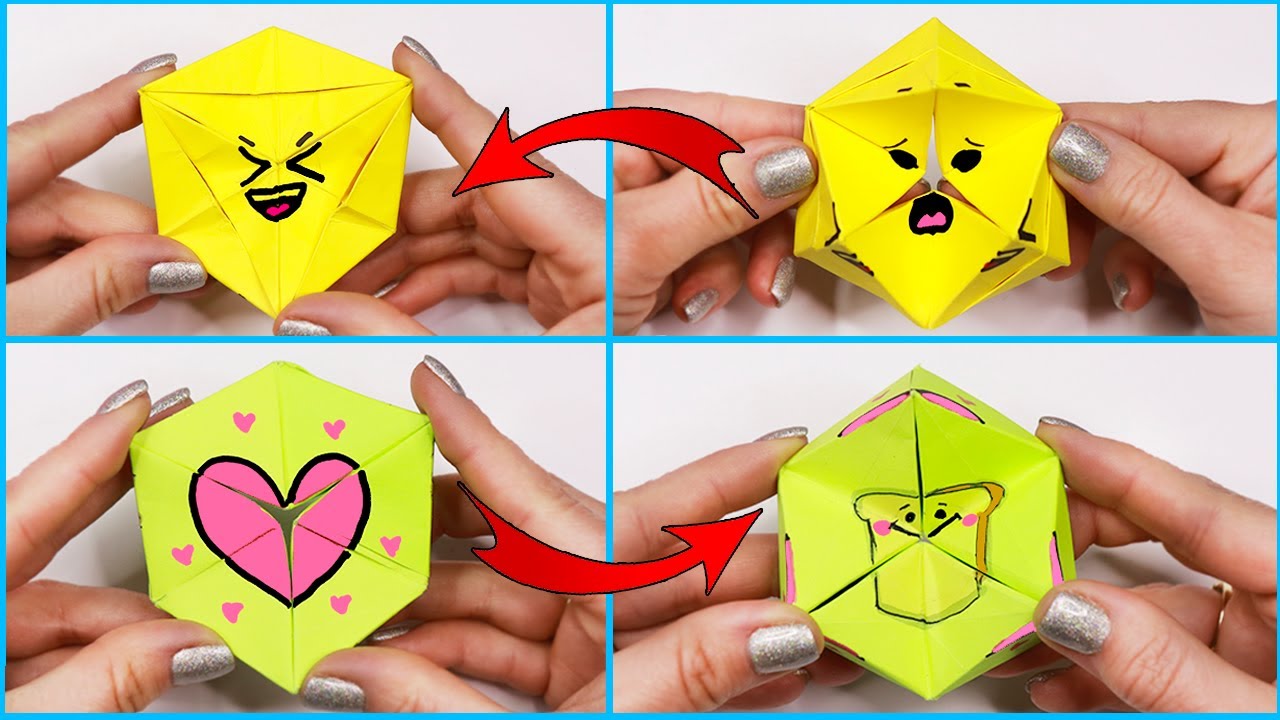 DIY Оригами ИГРУШКА АНТИСТРЕСС с меняющимися картинками БЕЗ КЛЕЯ!