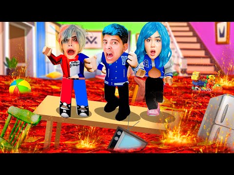 Roblox - DESAFIO DO CHÃO É LAVA COM O ARLEQUINO E VILÕES!! (O PISO É LAVA)