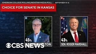 YouTube video thumbnail: Kansas Could Send First Democrat to Senate Since 1932 as Polls Shows Close Hamilton-Marshall Race