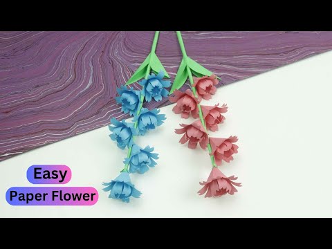 Easy paper flower stick | Paper flower making idea | Flower making with paper